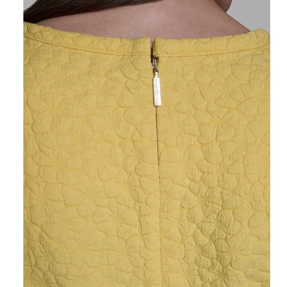 Karl Lagerfeld Yellow Floral Jacquard A-Line Dress with Flower Belt NWT! Size 12 - Picture 7 of 10